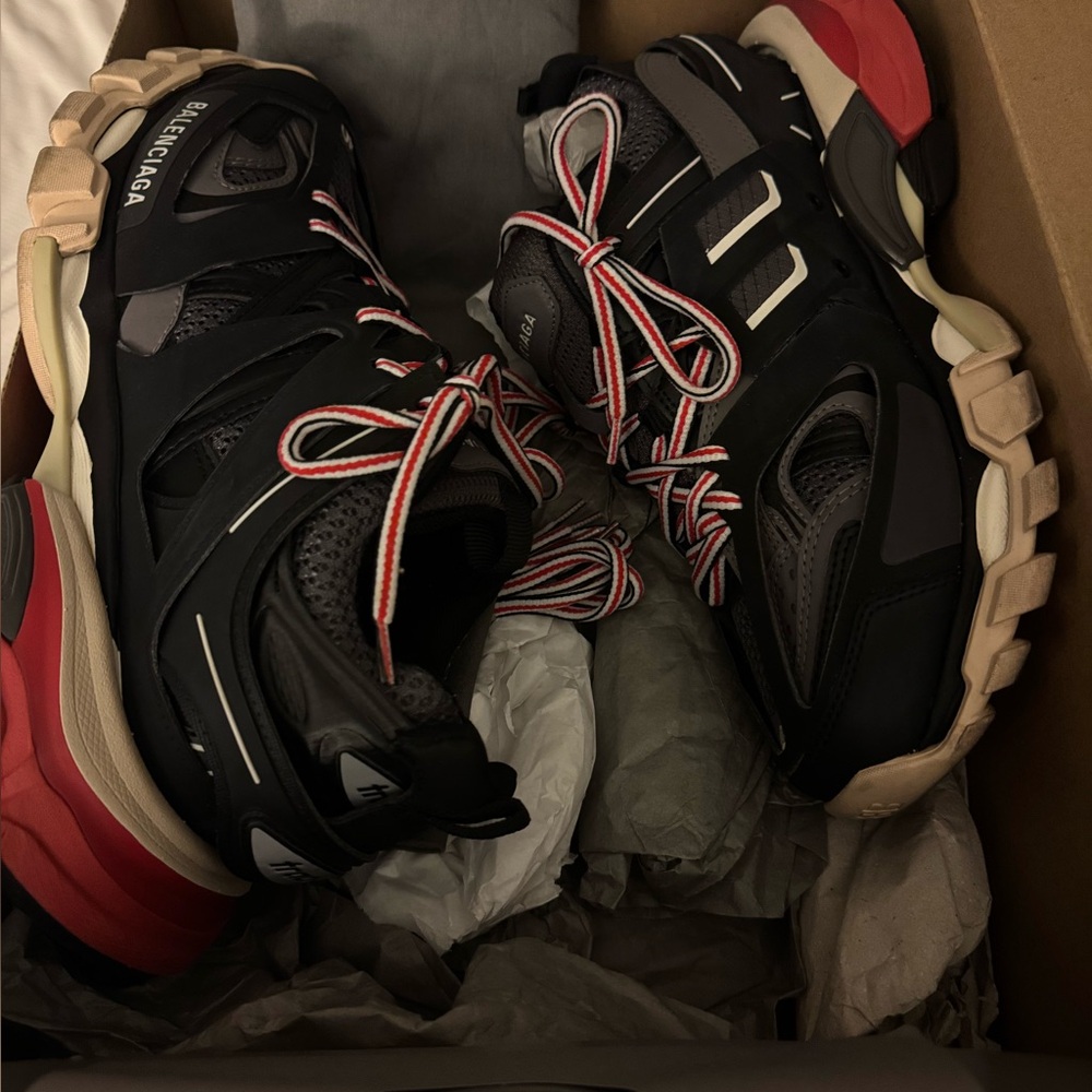 Balenciaga Black and Red Sneakers
